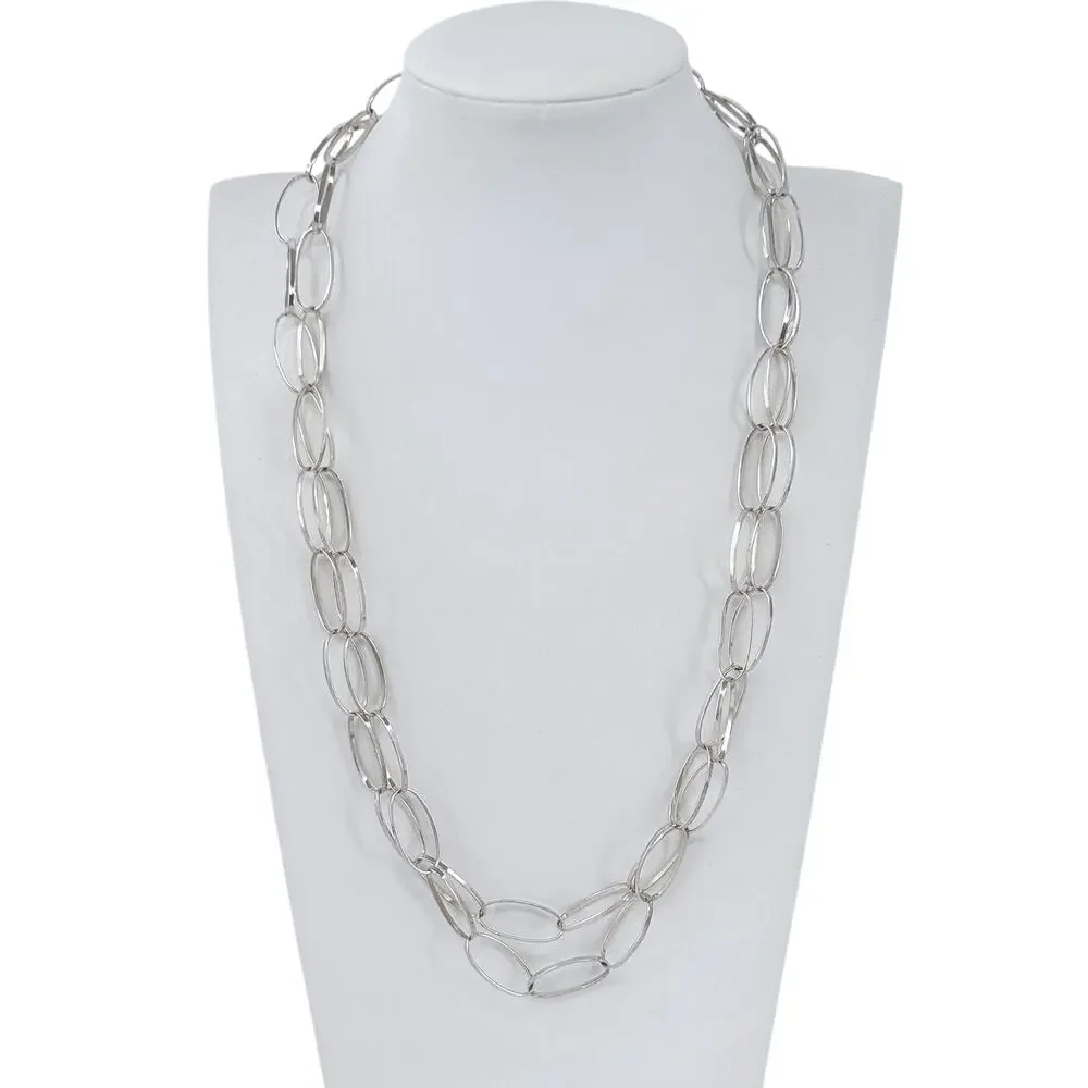 Vintage Sterling Silver 925 Oval Link Statement Necklace | 44